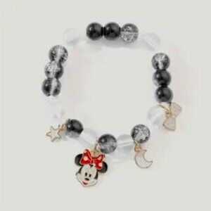 Minnie Mouse Charm Bracelet Disney Enamel Beads Dangle Moon Star Stretchy Mickey